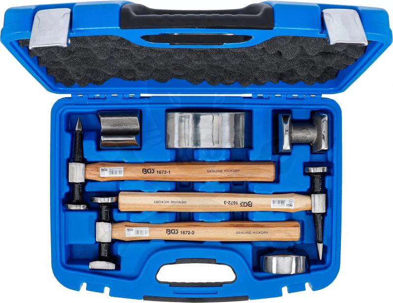 Karosszéria egyengető 7 db-os készlet - idomok + kalapácsok - BGS