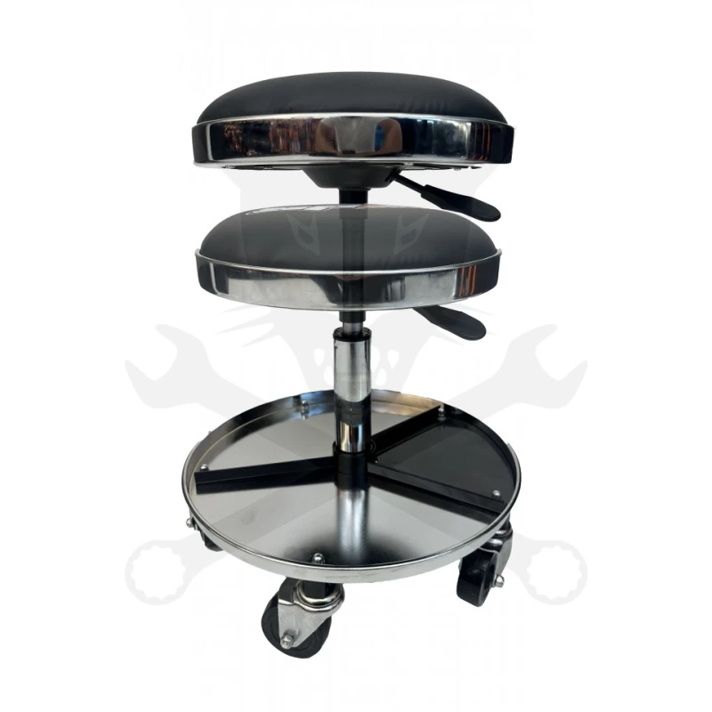 Szerelőszék kerek teleszkópos 5 kerék - profi króm - FEKETE - SP Tools