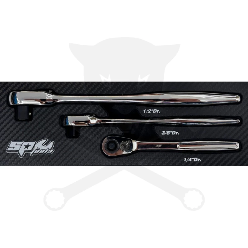 Crowa racsnis kulcs készlet 3 db-os nyomógombos 1/2"-3/8"-1/4" SLIM - SP