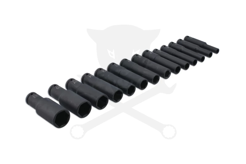 Légkulcsfej készlet 1/2" 14 db 10-32 mm metrikus 120 mm extra hosszú kiv.
