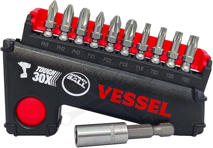 Csavarhúzó bit készlet 11 db-os - PH-PZ-TX - Vessel (IB11P01E)