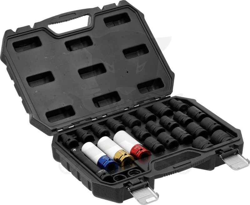 Légkulcsfej készlet 1/2" 24 db 10-24 mm + E10-E24 -