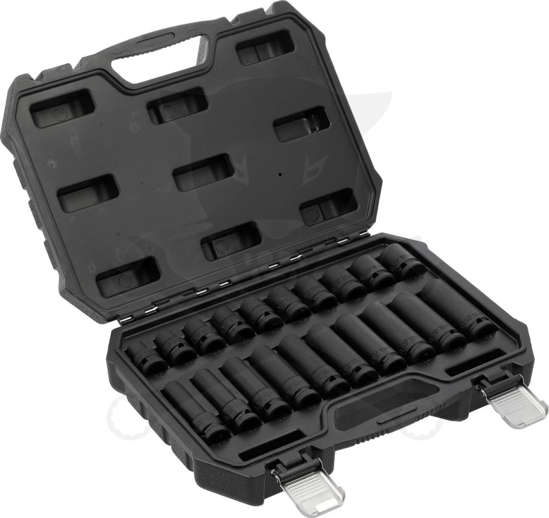 Légkulcsfej készlet 1/2" 20 db 10-19 mm metrikus rövid és hosszú