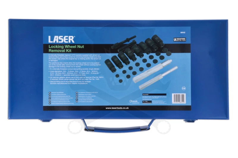 Kerékőr leszedő készlet Univerzális 28 db-os, reteszelő - Laser