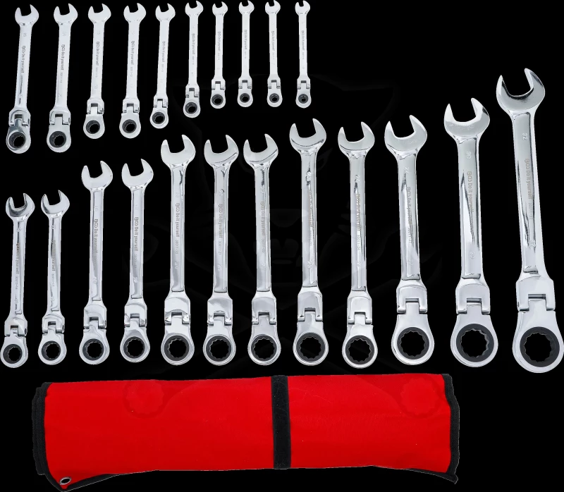 Csillag-villás racsnis-csuklós készlet 22 db-os 6-32 mm - BGS