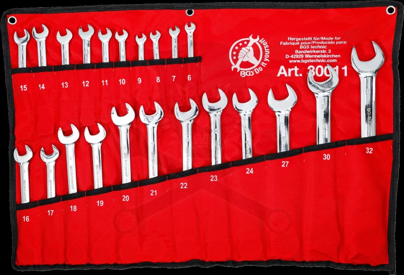 Csillag-villás racsnis-csuklós készlet 22 db-os 6-32 mm - BGS