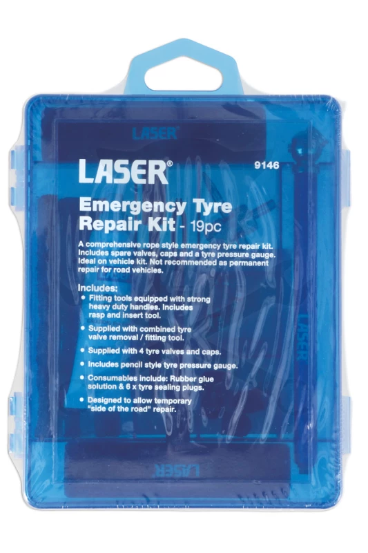 Gumiabroncs defekt javító készlet - Személygépkocsihoz 19 db - Laser