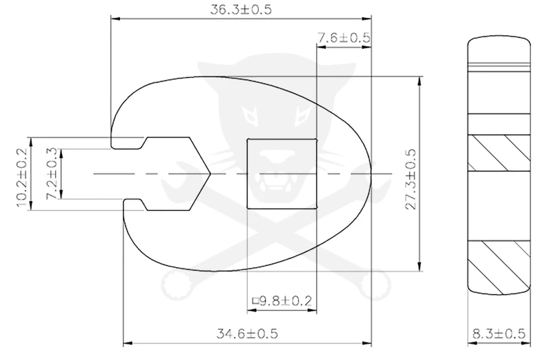 Villáskulcs adapter nyitott 3/8"-os 10 mm "Crowfoot"