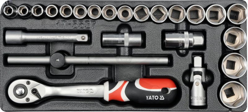 Dugókulcs készlet 24 db-os szerszámos kocsiba tálcás 1/2" - 1/3 - Yato