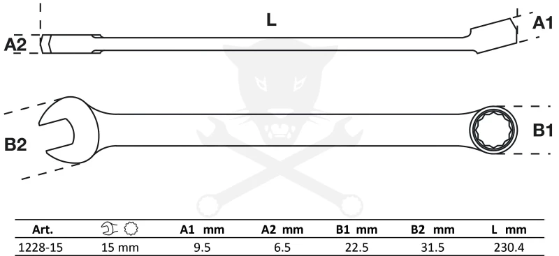Csillag-villáskulcs extra hosszú kivitel 15 mm - BGS