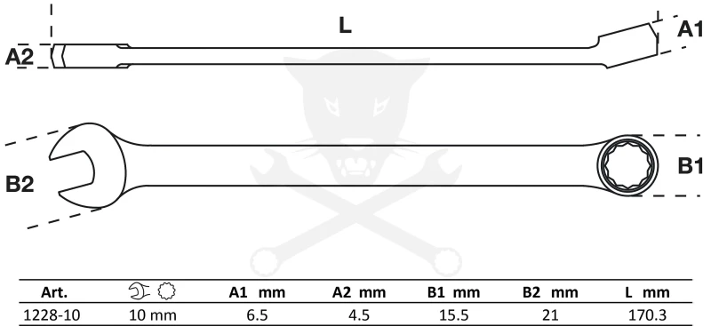 Csillag-villáskulcs extra hosszú kivitel 10 mm - BGS