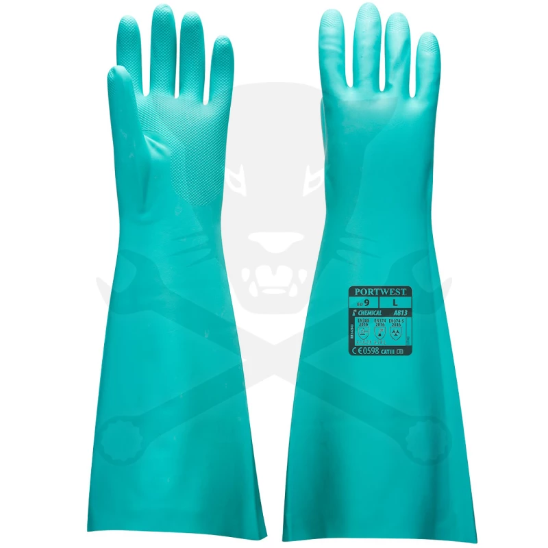 Alkatrészmosó Kesztyű 0,55 mm vastagság Nitril 48 cm 9/L - Portwest