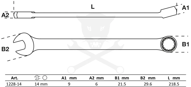 Csillag-villáskulcs extra hosszú kivitel 14 mm - BGS