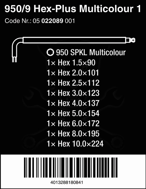 Imbuszkulcs készlet 9 db-os hosszú, gömbvégű 1,5-10 mm - Hex-Plus -