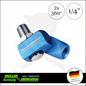 Levegő csatlakozó adapter-forgós, 2x360 Fok 1/4"- MÜLLER
