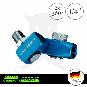 Levegő csatlakozó adapter-forgós, szabályzós 2x360 Fok 1/4" -MÜLLER