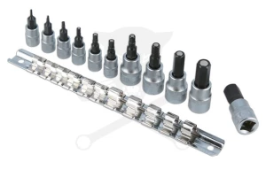 Rátűzőkulcs - crowa+bit készlet 1/4"-3/8" Imbusz 11 db-os, mágneses -