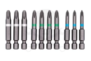 Bit készlet 10 db-os Japán JIS-profil csúszásmentes PH1/PH2/PH3 Laser