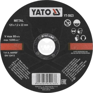 Vágókorong 125 x 1.2 x 22,23 mm METAL 80m/s - Yato