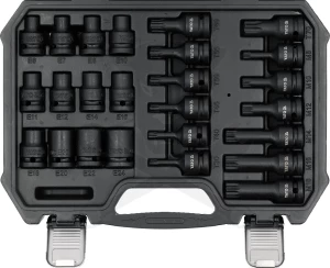 Légkulcsfej készlet 1/2" 25 db-os Torx, E Torx, Spline