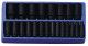 Tálcás Genius dugókulcs, gépi készlet 6 lapú h. colos 1/2" 22 db-os 1/3